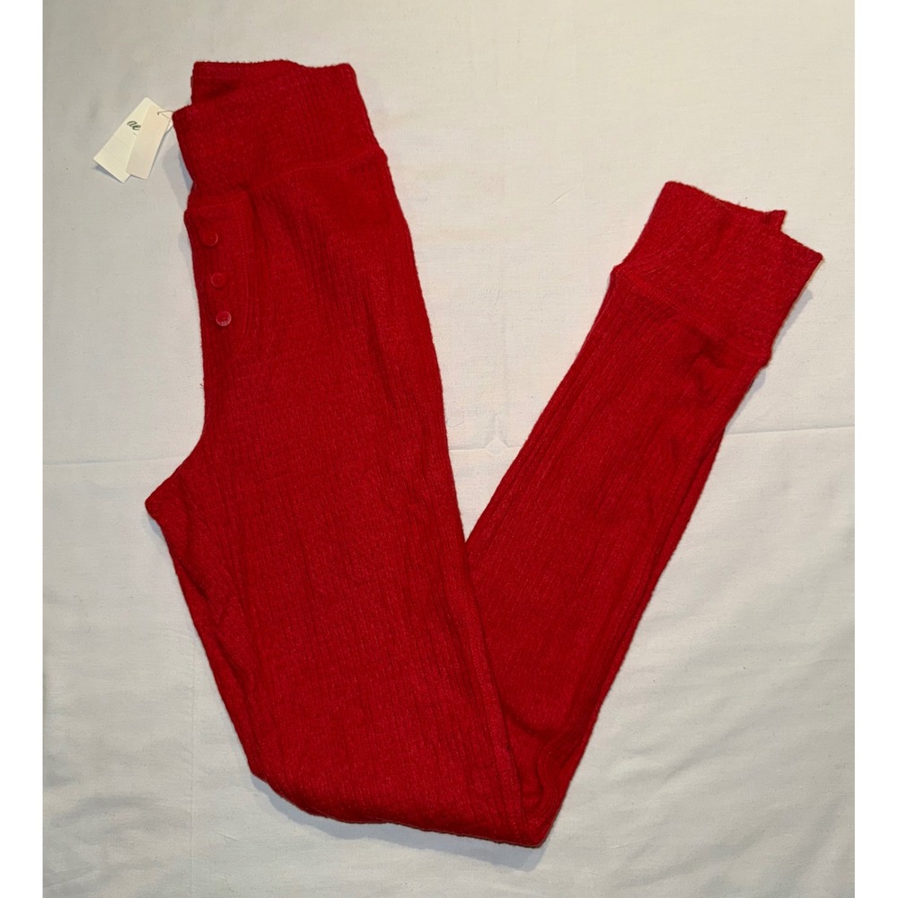 Aerie Red Thermal Henley Pajama Bottoms Womens Size XSmall